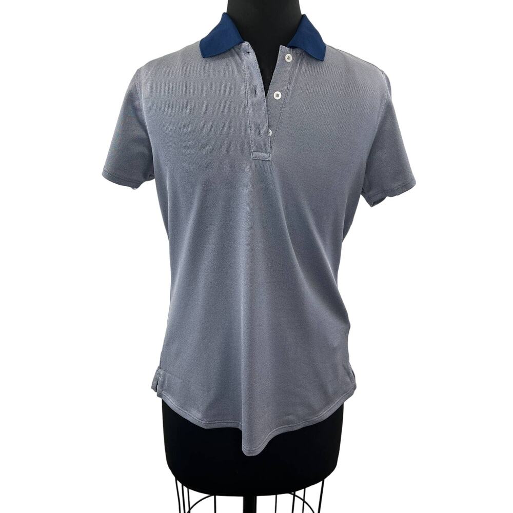 Vineyard Vines Women's Deep Bay Pique Polo Shirt Short Sleeves Blue Jacquard S
